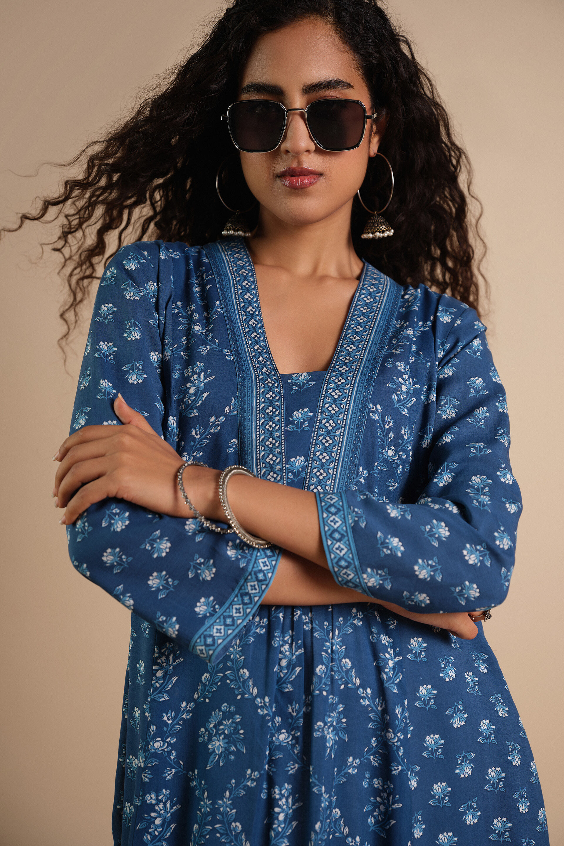 Neela Phool Kurta, Blue, image 3
